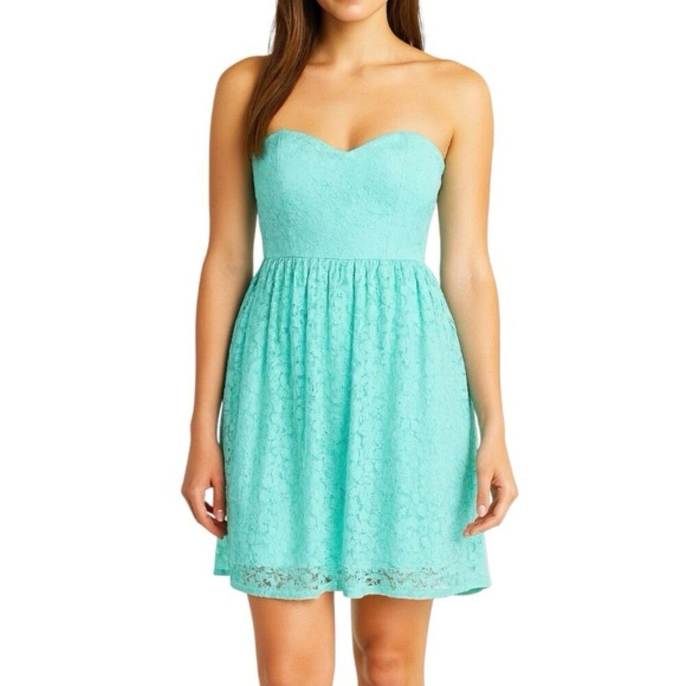 Vanity Turquoises Strapless Dress | Size Large